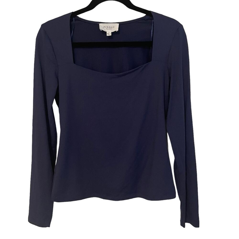 Pique Stitch Fix Navy Square Neckline Ling Sleeve Top‎ NEW Medium